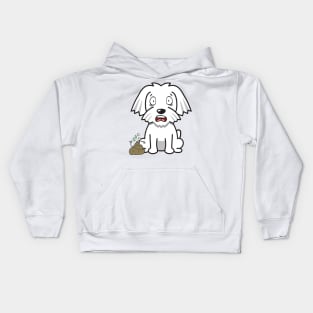 Funny white dog smells stinky poo poo Kids Hoodie